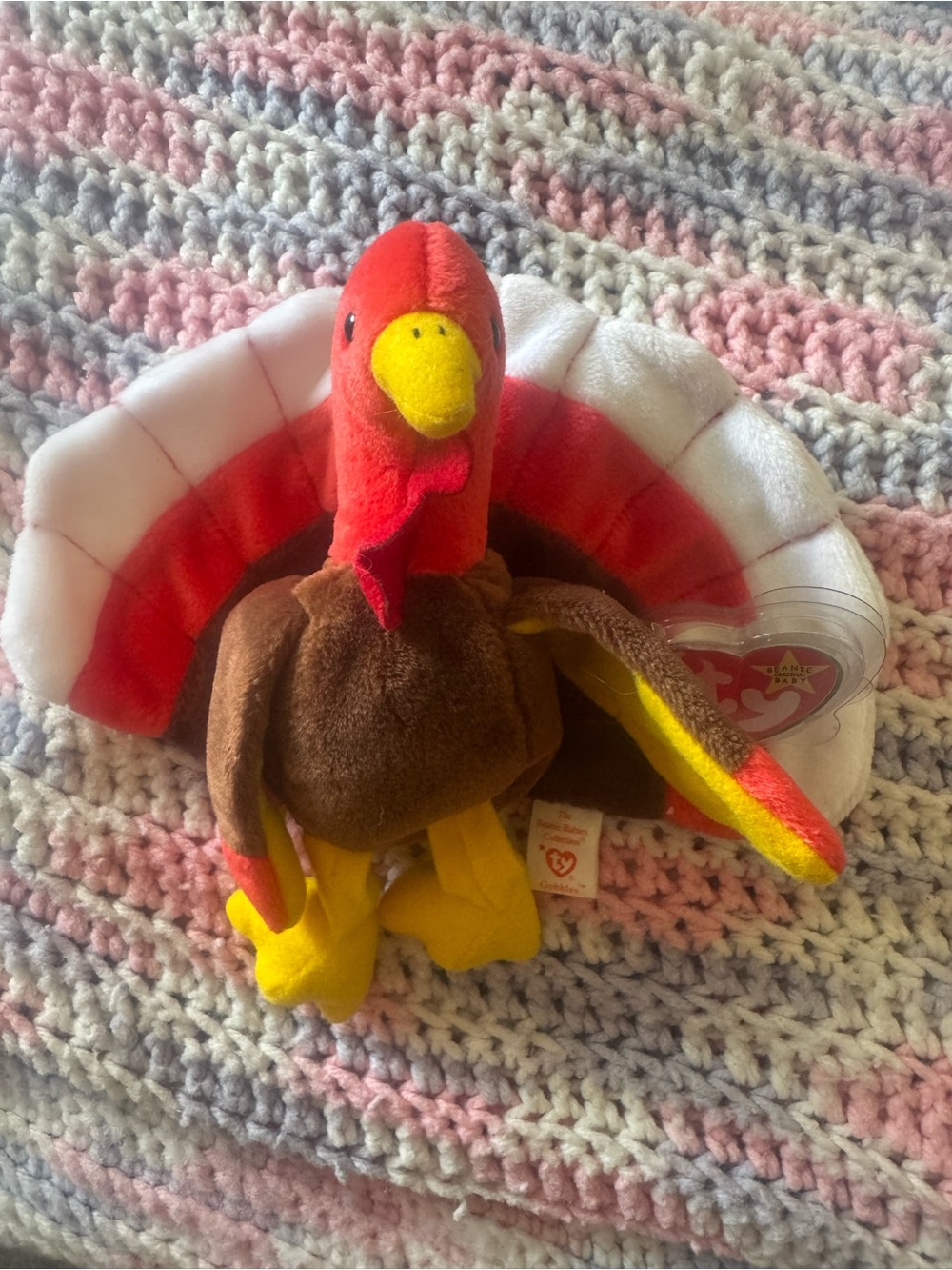 Ty Plush Gobbles with Red, Brown, Yellow, White Accents